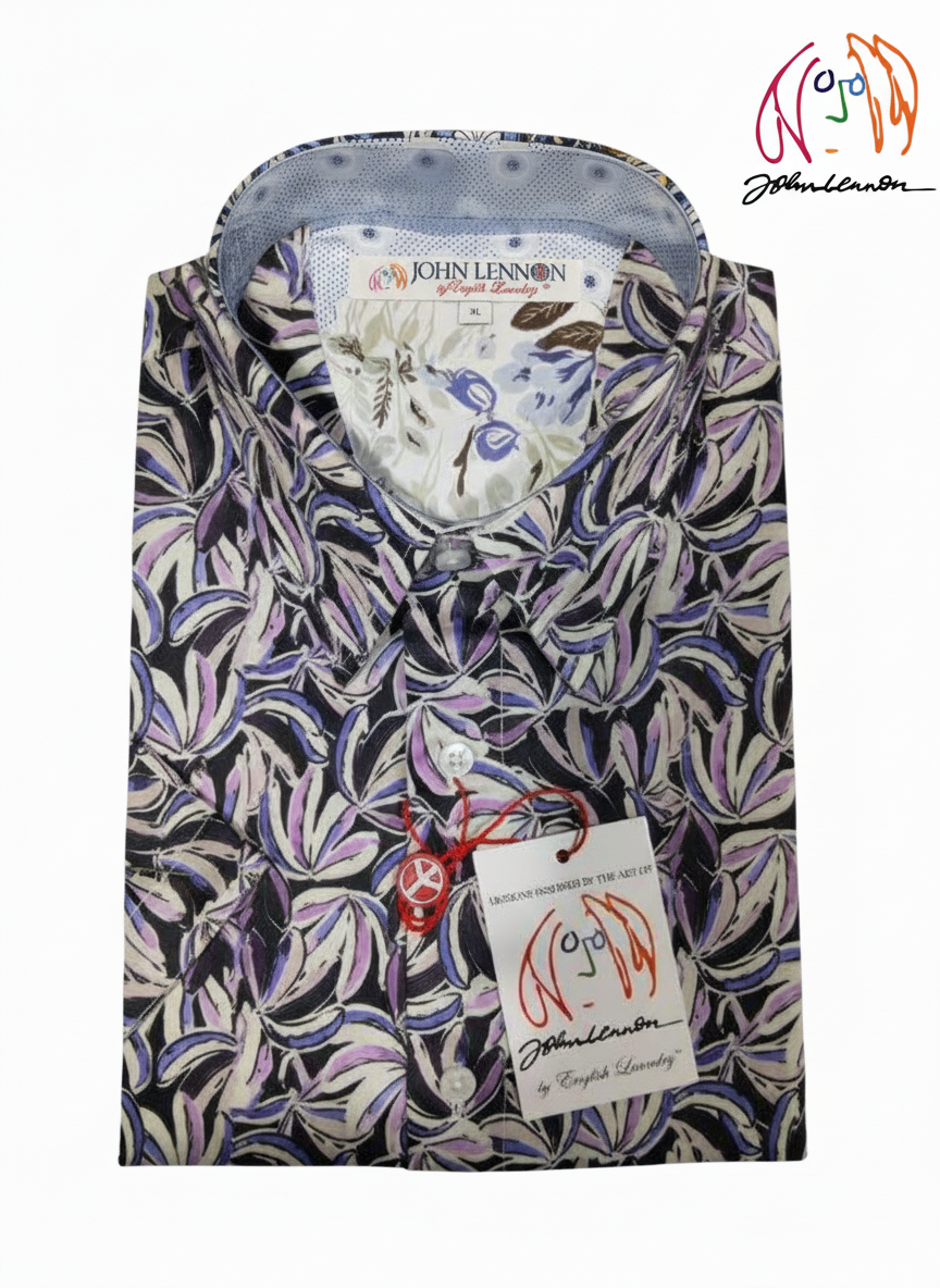 Floral patterned short sleeve dress shirt