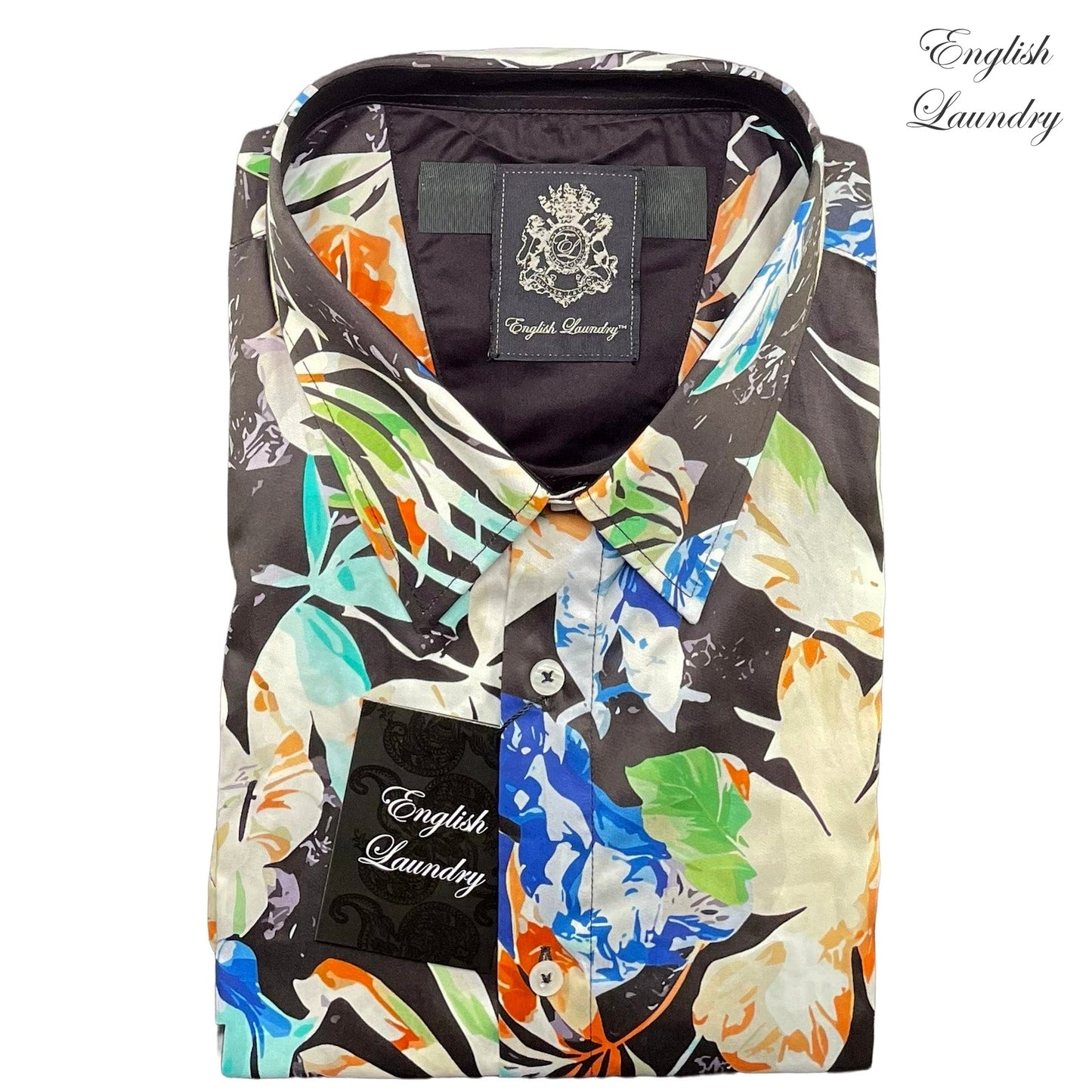 English Laundry (EL2588 SS) bottom-straight approved tidy pack shot with English Laundry transparent logo