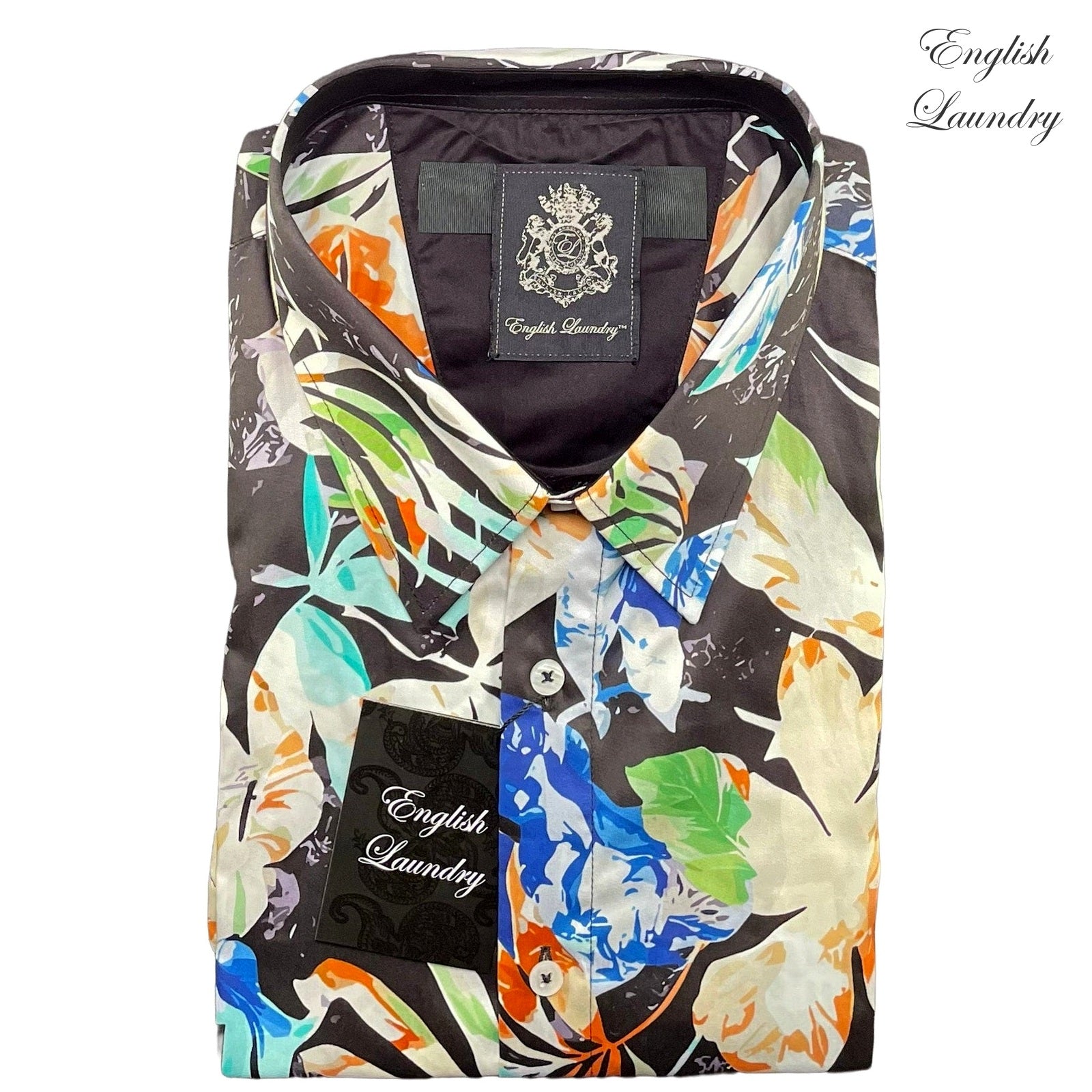English Laundry (EL2588 SS) bottom-straight approved tidy pack shot with English Laundry transparent logo