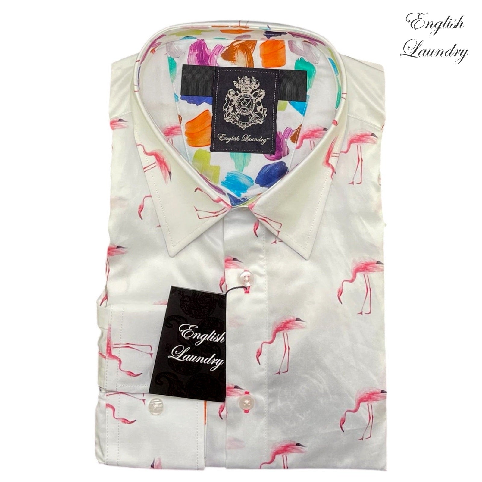 English Laundry (EL2570 SS) bottom-straight approved tidy pack shot with English Laundry transparent logo