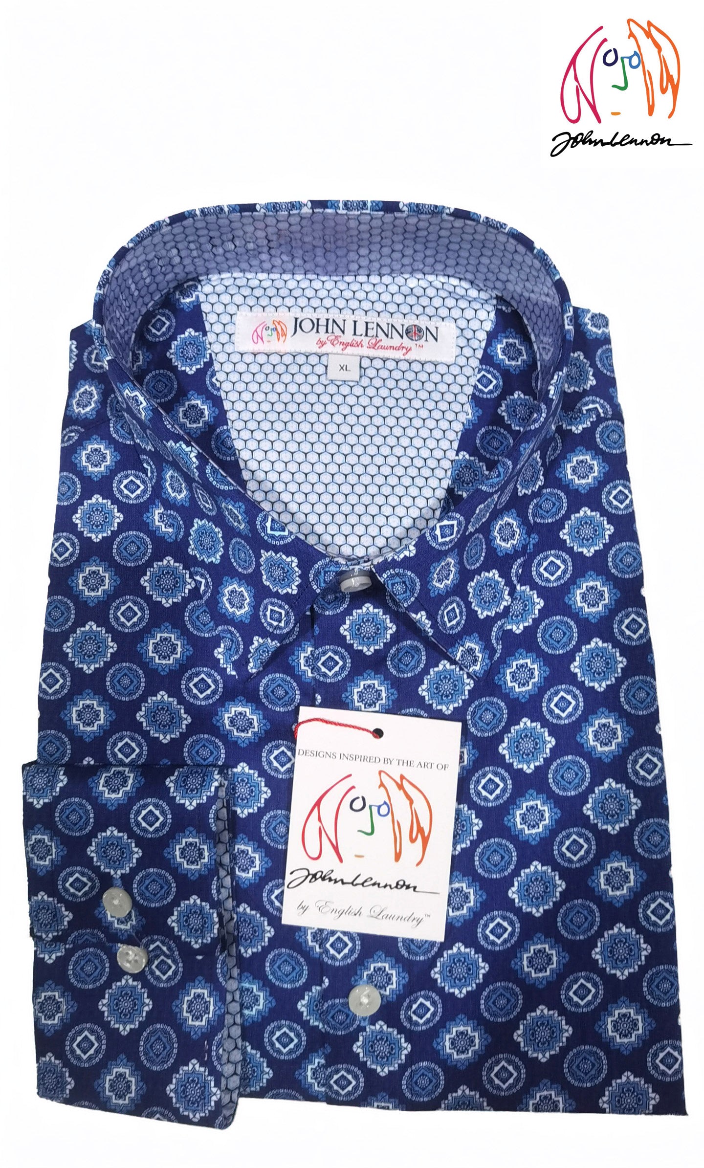 Geometric blue patterned shirt 