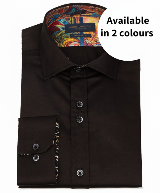 Black dress shirt with colorful lining , 2 options