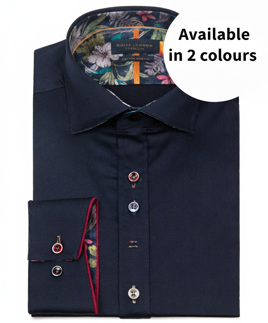 Navy blue shirt with floral lining