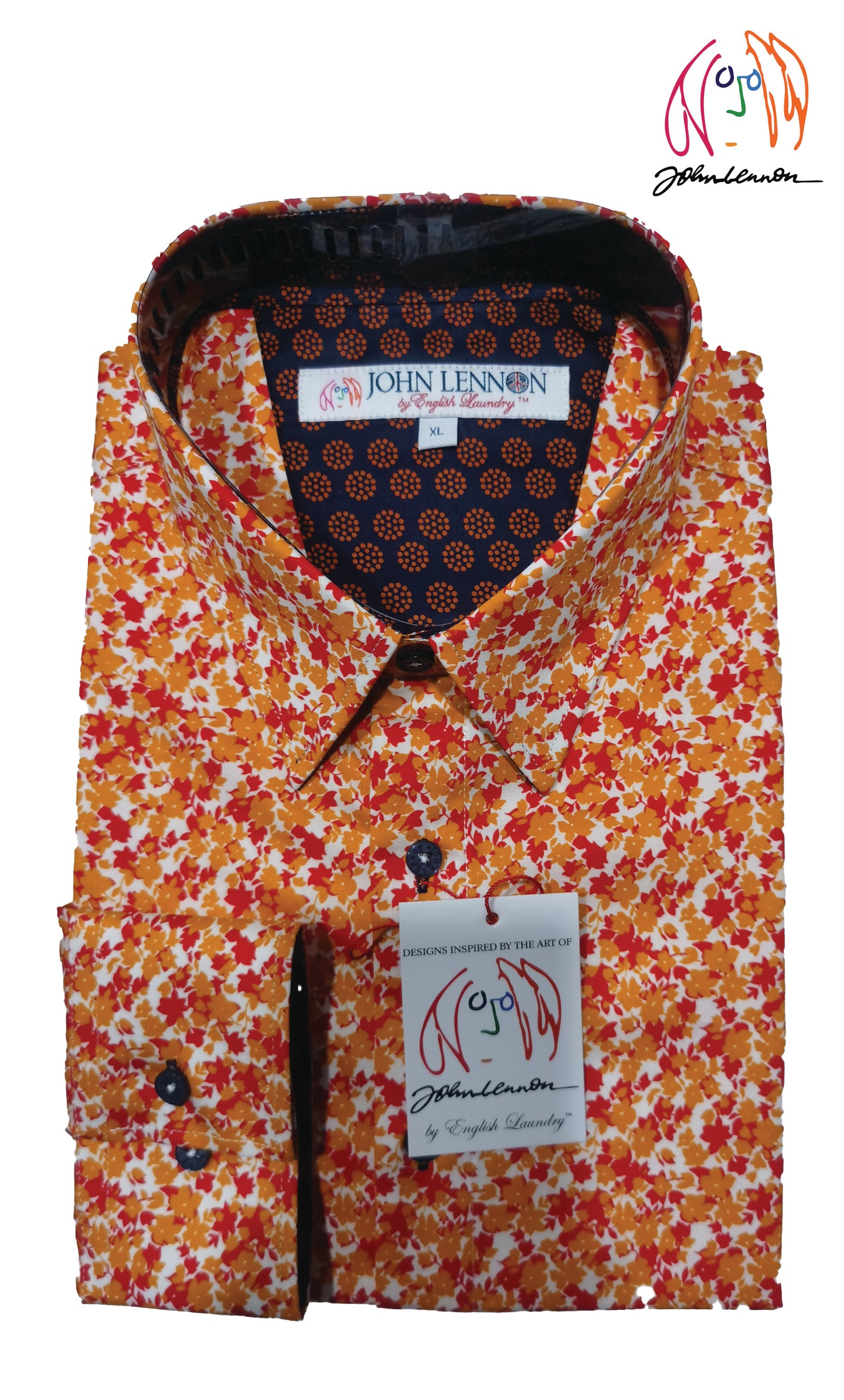 A long-sleeved John Lennon floral print shirt by English Laundry 